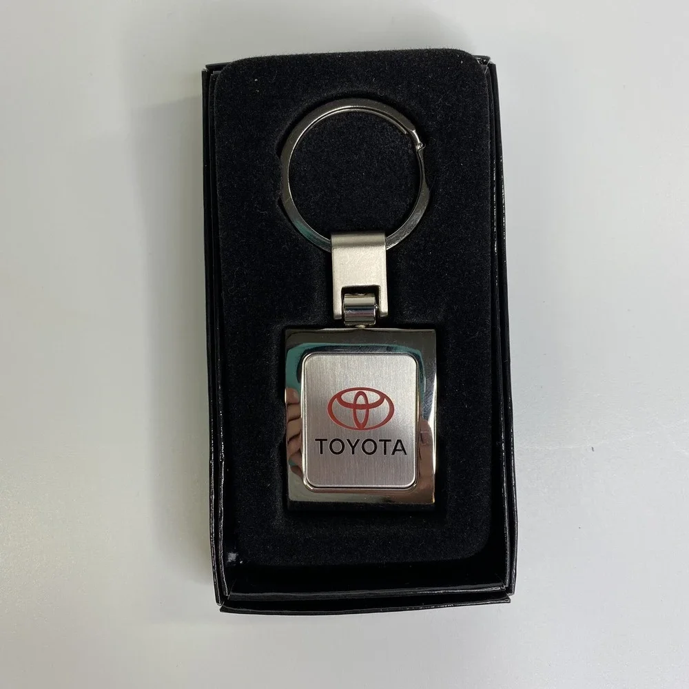 Toyota Metal Keychain Square Logo Red Emblem Etched North Charlotte‎ Dealer